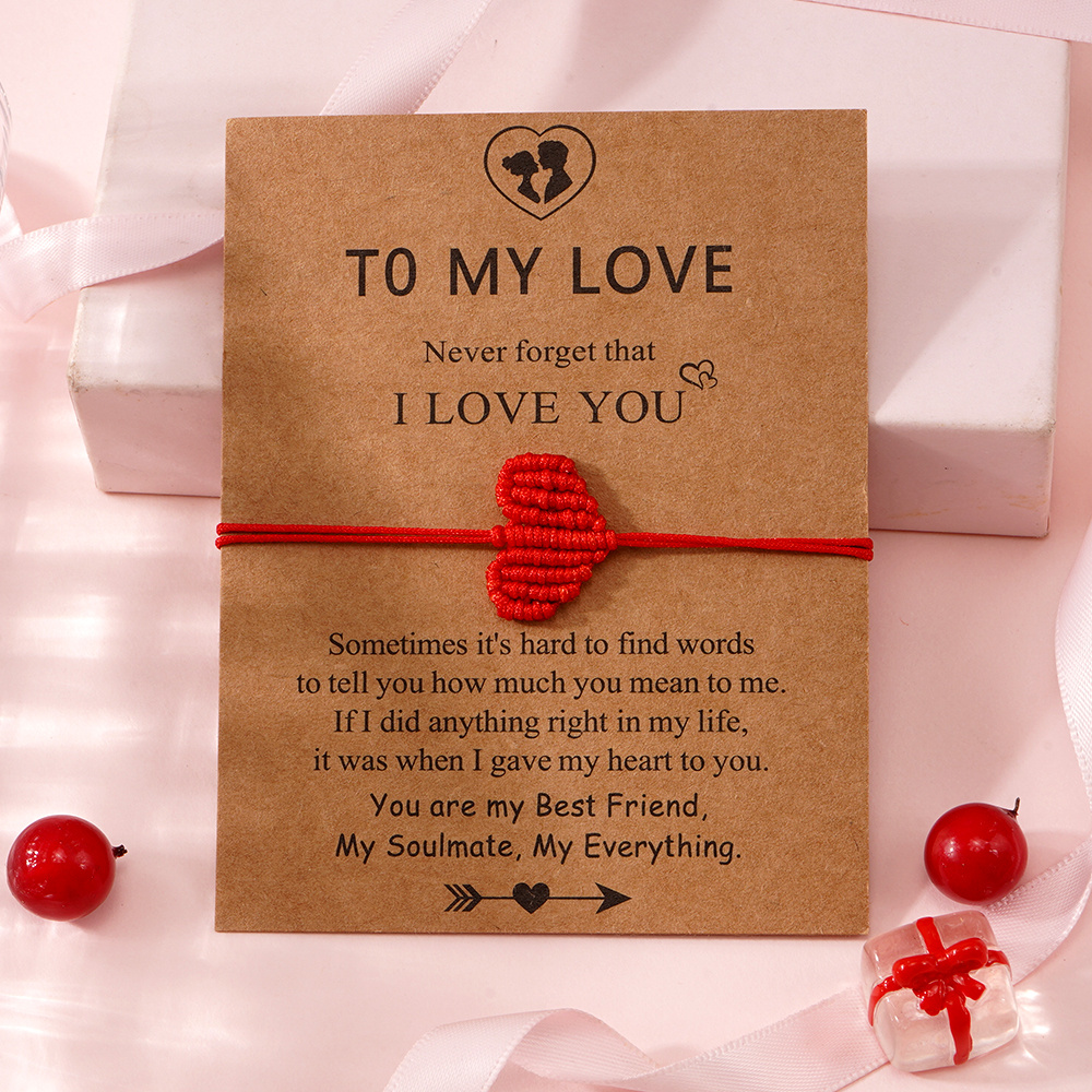 Bohemian Style Red Heart Handmade Woven Bracelet